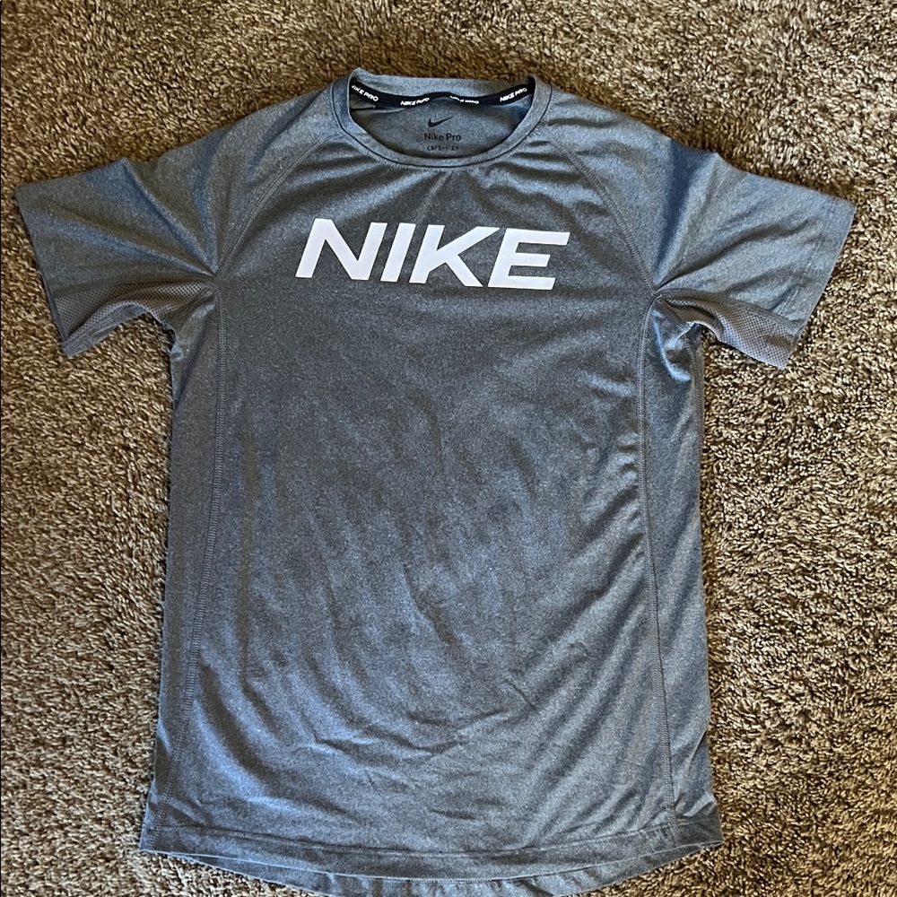 Nike Kids Short Sleeve Gray Compression Shirt